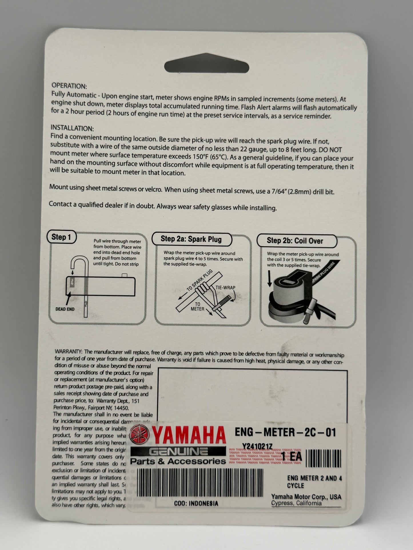 NEW YAMAHA OEM Engine Meter 2 And 4 Cycle - ENG-METER-2C-01 - Made In Indonesia