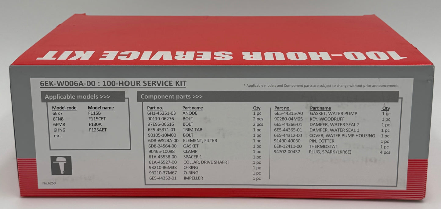 NEW YAMAHA OEM 100 Hour Service Kit- 1 Yr. Warranty- 6EK-W006A-00-00