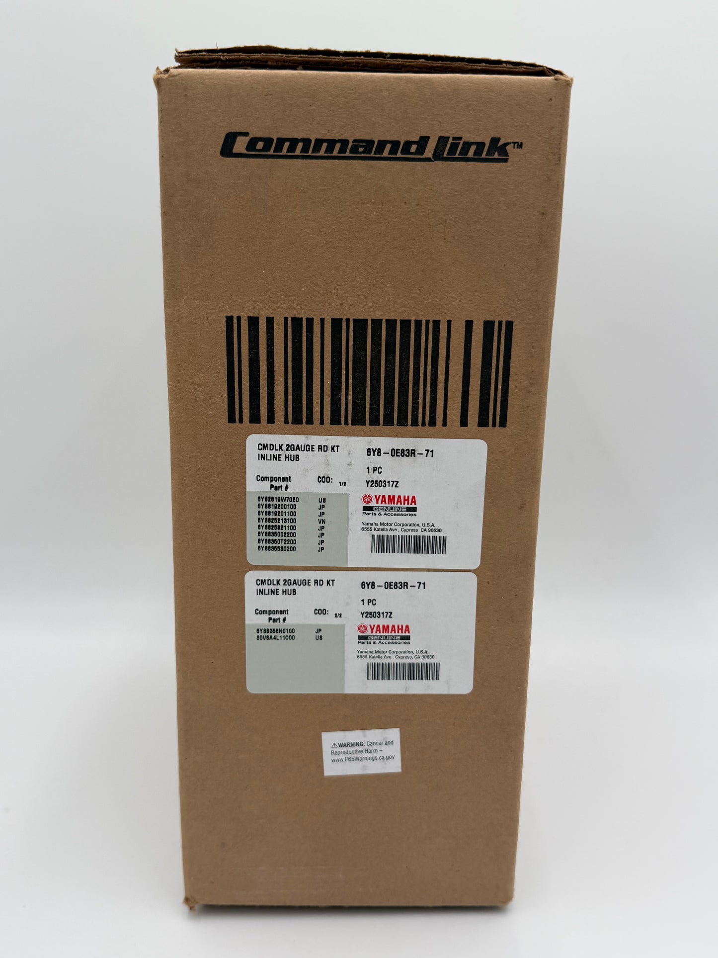 YAMAHA OEM CMDLK 2 GAUGE KIT RD Inline Hub 6Y8-0E83R-71-00