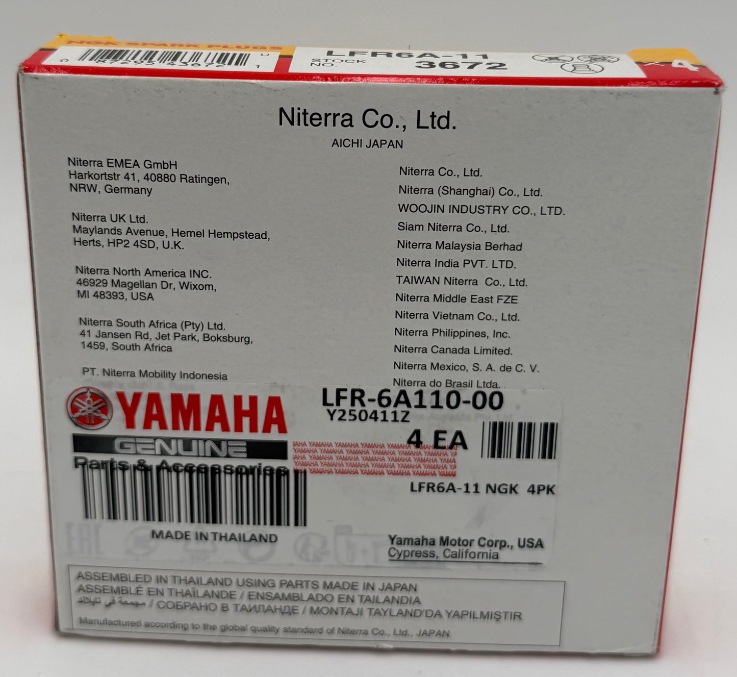 NEW YAMAHA OEM Pack Of 4 Spark Plugs LFR-6A110-00-00 1 Yr Warranty Made In Japan