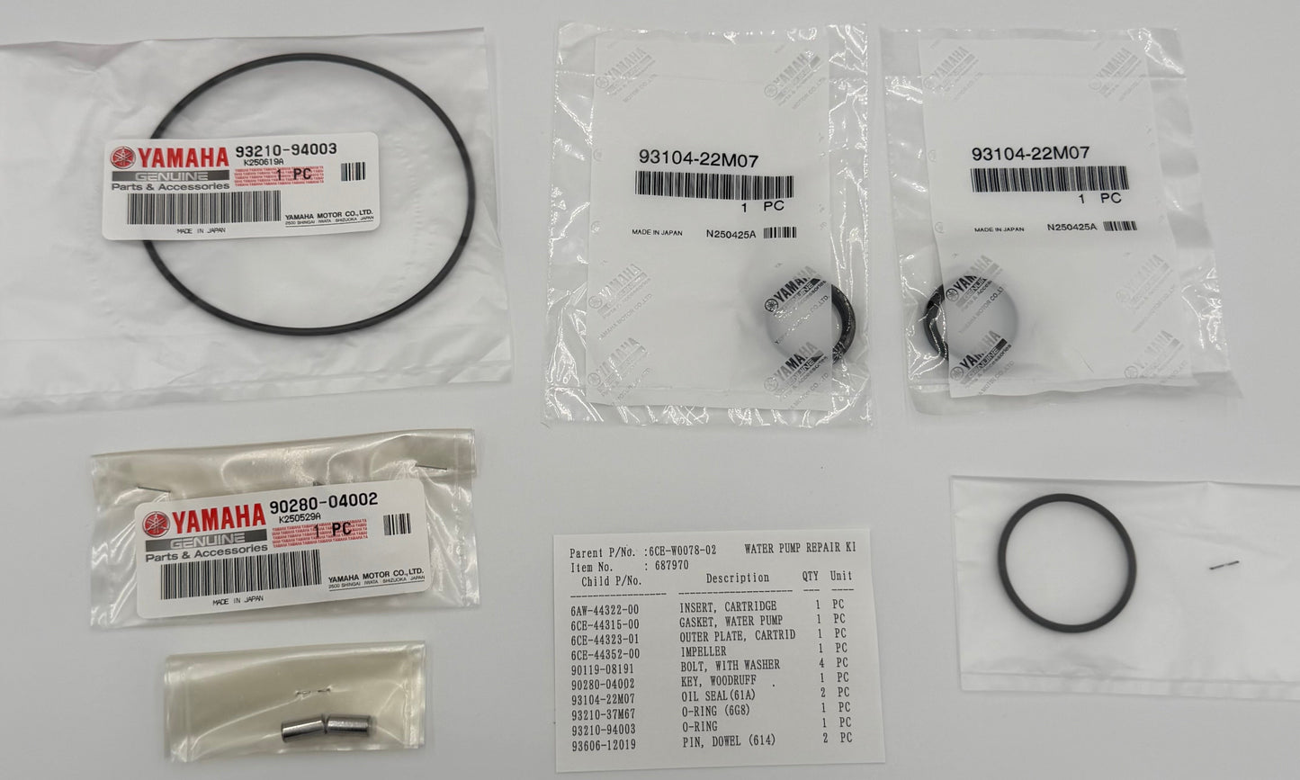 NEW YAMAHA OEM Water Pump Repair Kit 6CE-W0078-02-00