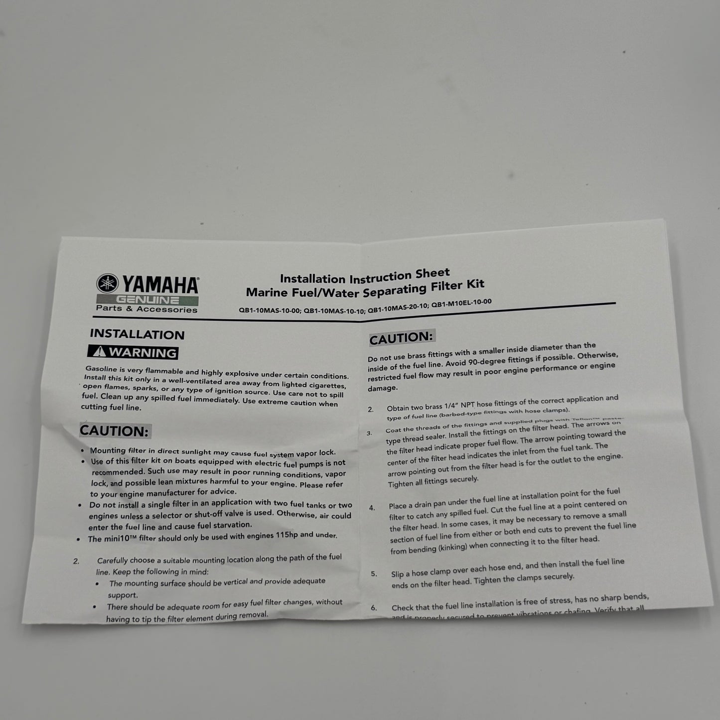 NEW YAMAHA OEM Marine Fuel/Water Separating Filter Assembly- 1 Yr. Warranty- QB1-10MAS-10-00 NIB
