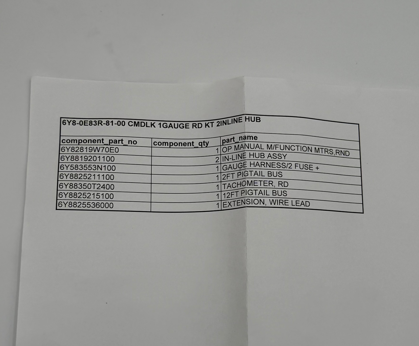 NEW YAMAHA OEM CMDKL Gauge Rd Kit 2 Inline Hub -1 Yr. Warranty- 6Y8-0E83R-81-00