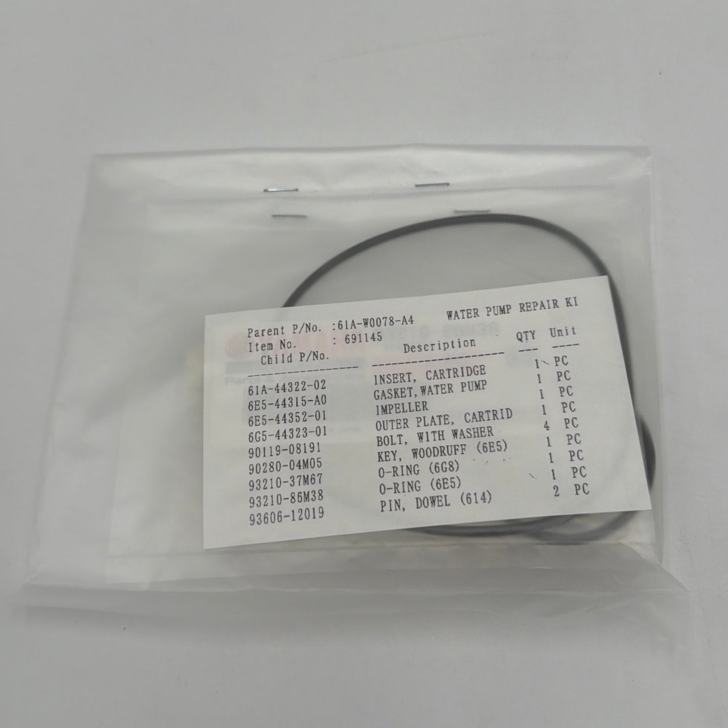 NEW YAMAHA OEM Water Pump Repair Kit 61A-W0078-A4 - F150, F175, F200, F225, F250