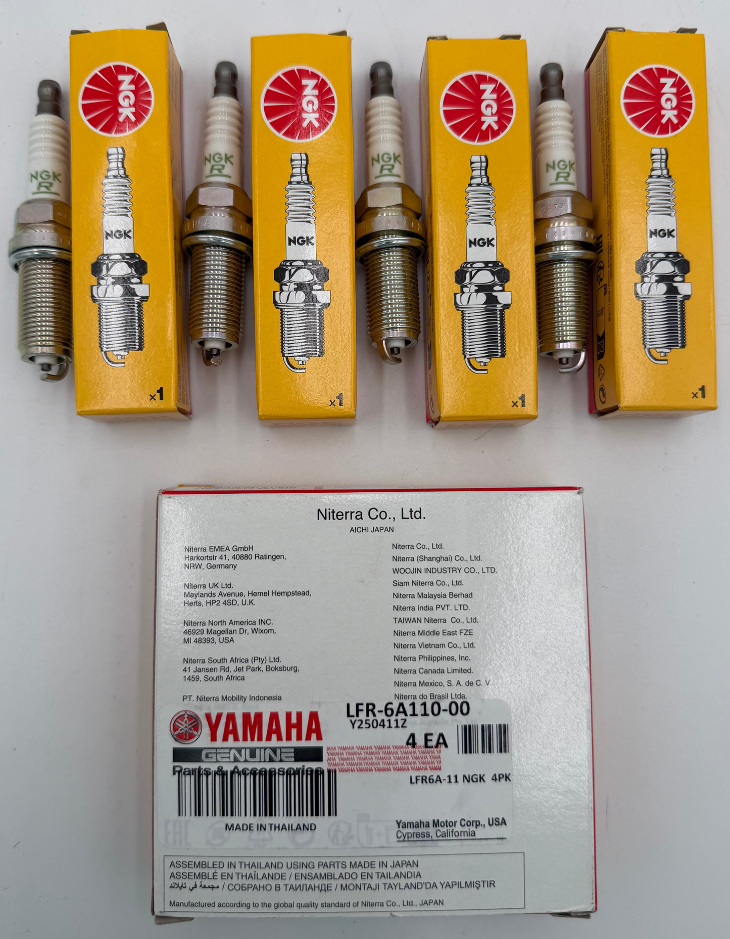 NEW YAMAHA OEM Pack Of 4 Spark Plugs LFR-6A110-00-00 1 Yr Warranty Made In Japan